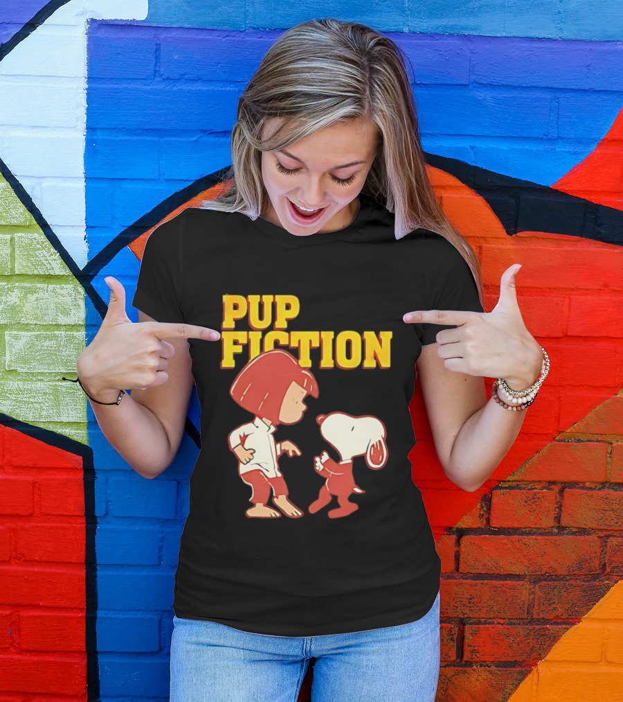 Pup Fiction Peanuts Characters Scene T-Shirt