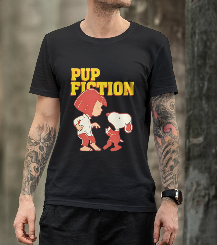 Pup Fiction Peanuts Characters Scene T-Shirt