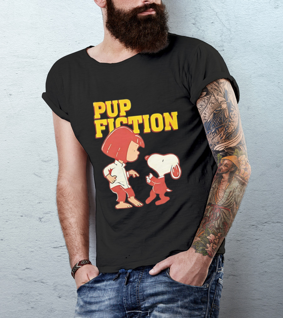 Pup Fiction Peanuts Characters Scene T-Shirt