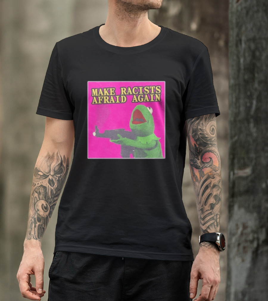 Make Racists Afraid Again Kermit Pepe Parody Pink T-Shirt