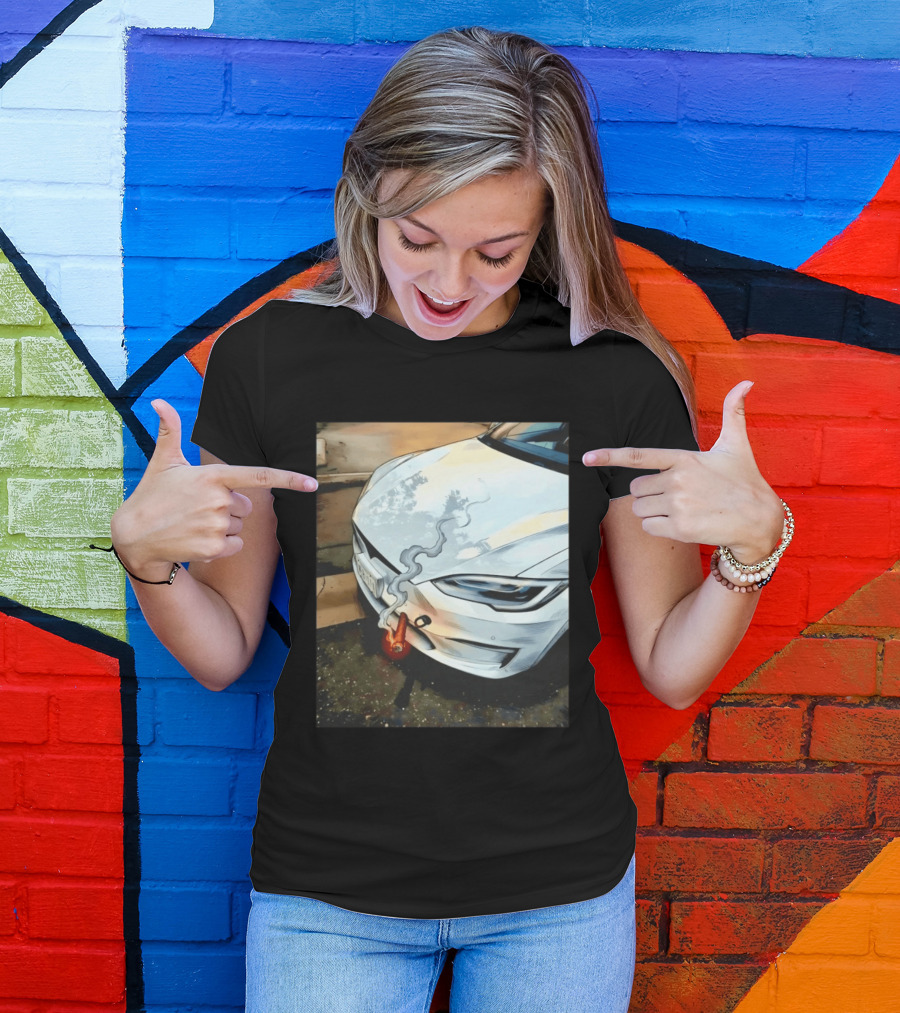 Tesla Car Smoking Light It Up T-Shirt