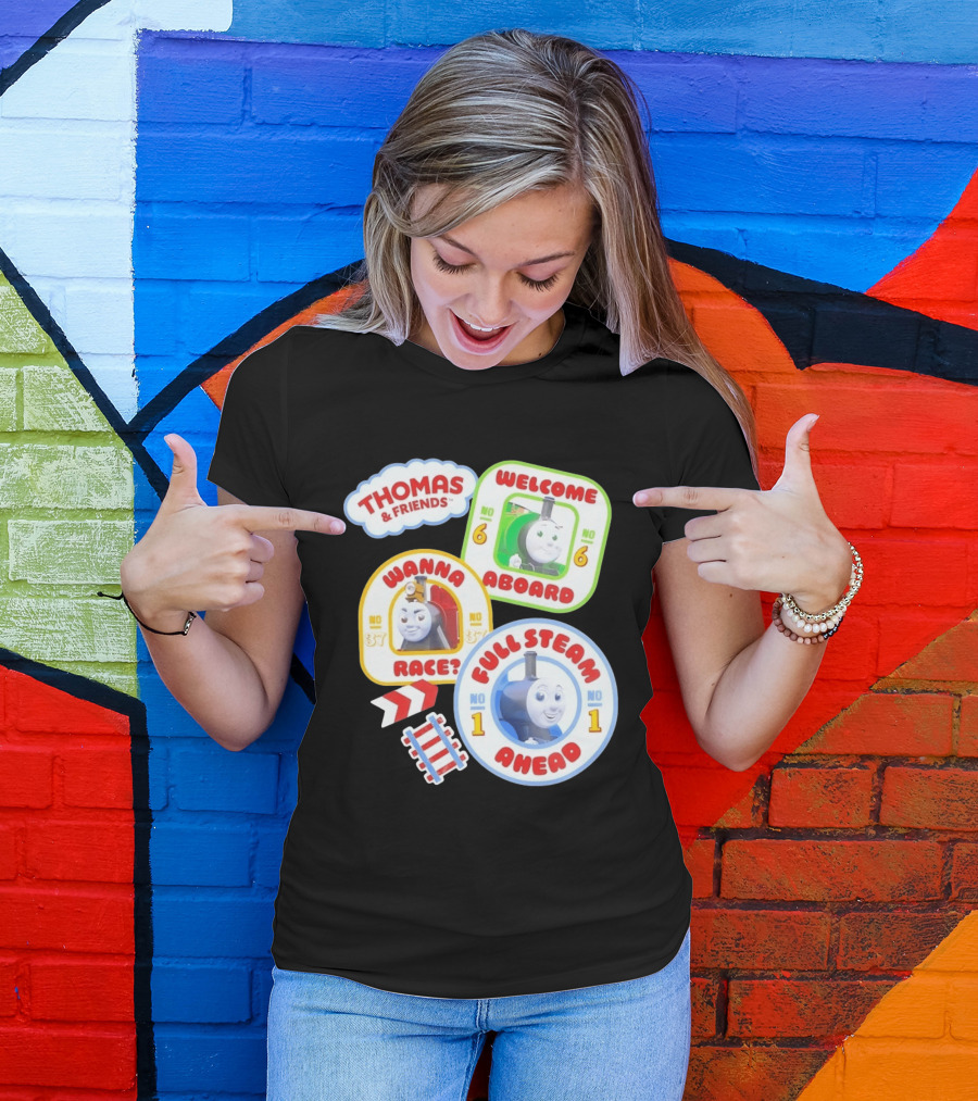 Thomas And Friends Welcome Aboard Full Steam Ahead Wanna Race No 1 No 6 No 37 T-Shirt