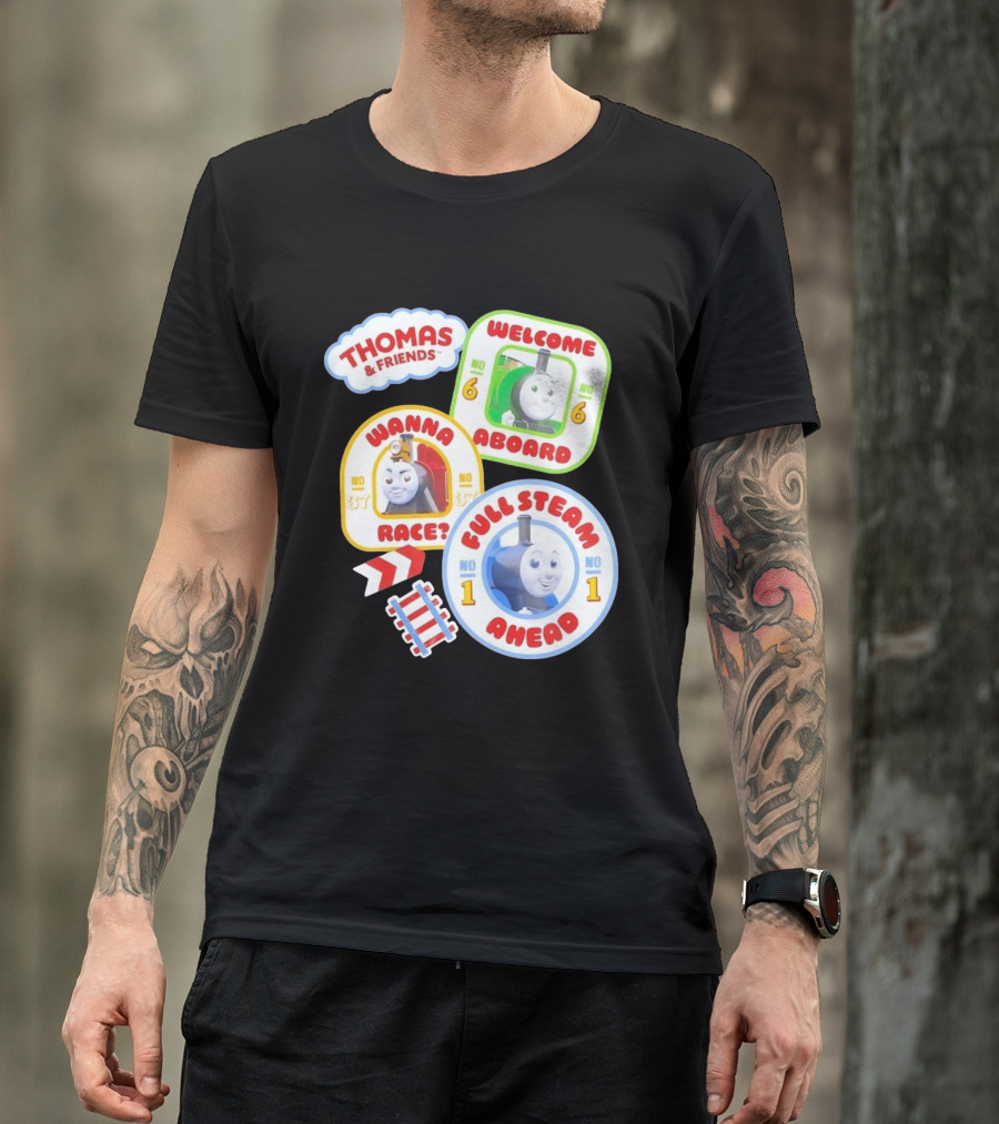 Thomas And Friends Welcome Aboard Full Steam Ahead Wanna Race No 1 No 6 No 37 T-Shirt