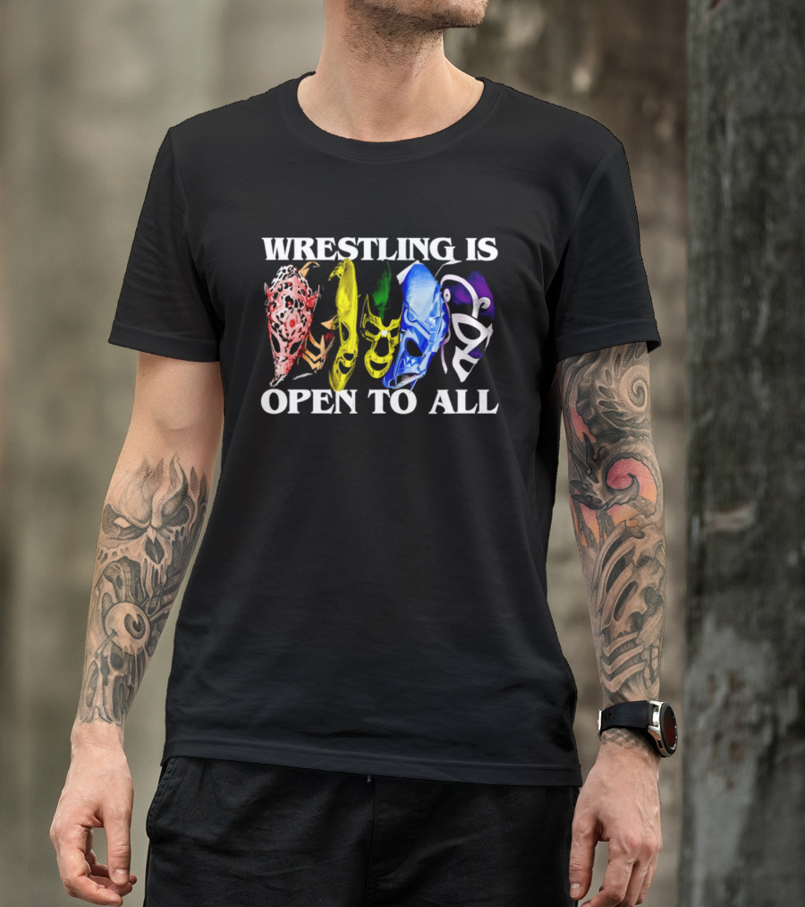 Wrestling Is Open To All Multicolor Lucha Libre Masks T-Shirt
