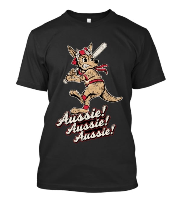Aussie Aussie Aussie Kangaroo Baseball Player Iconic Sports Pose T-Shirt