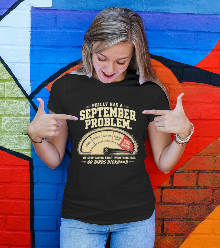Philly Has A September Problem Bird Brain Go Birds Flock Red Speedometer T-Shirt