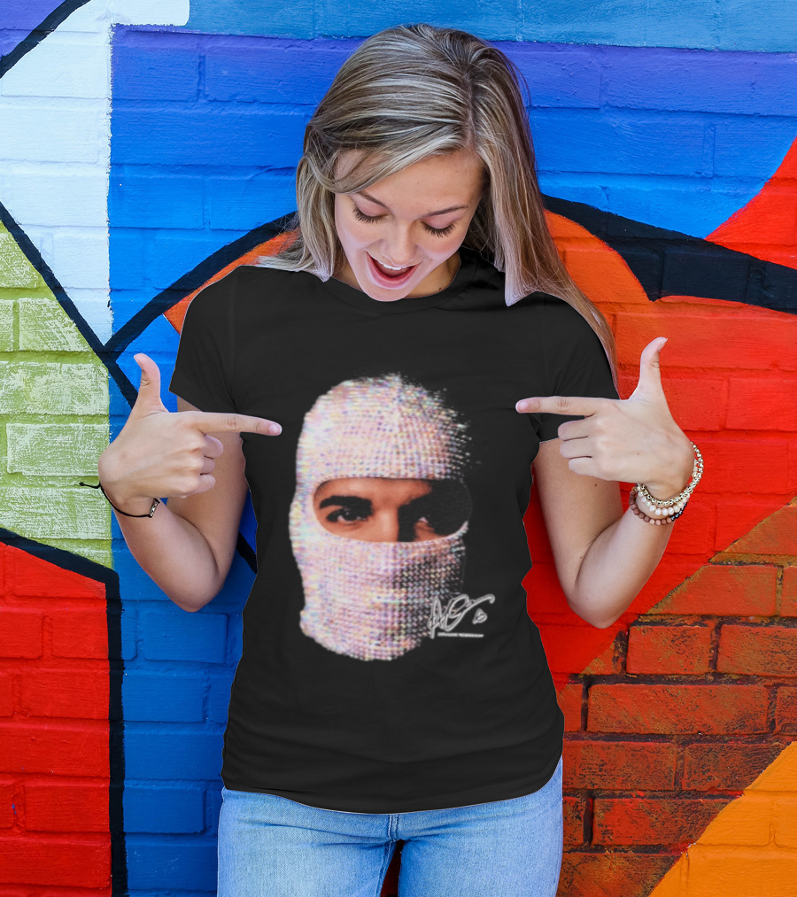 Drake Iceman Mask Jewel Encrusted Balaclava T-Shirt