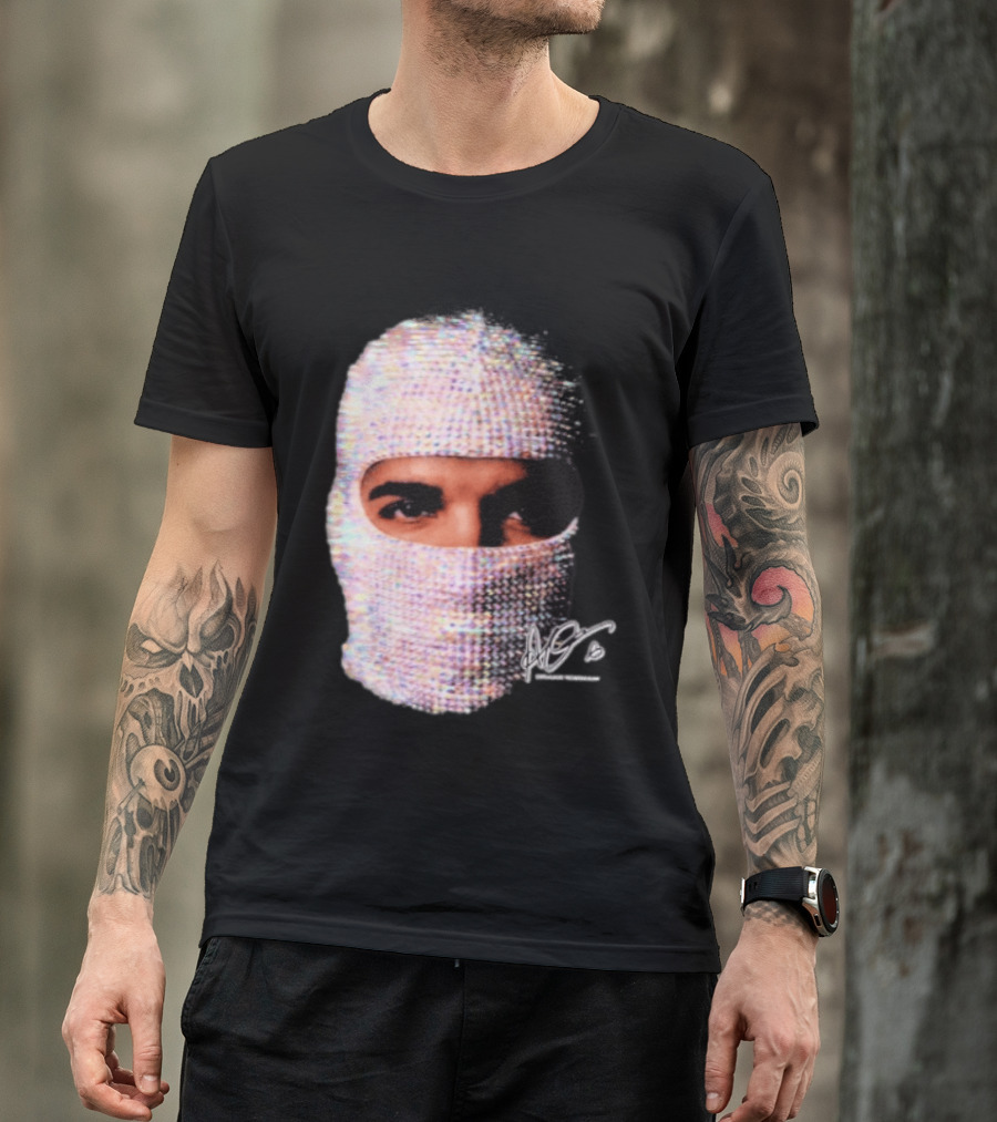 Drake Iceman Mask Jewel Encrusted Balaclava T-Shirt
