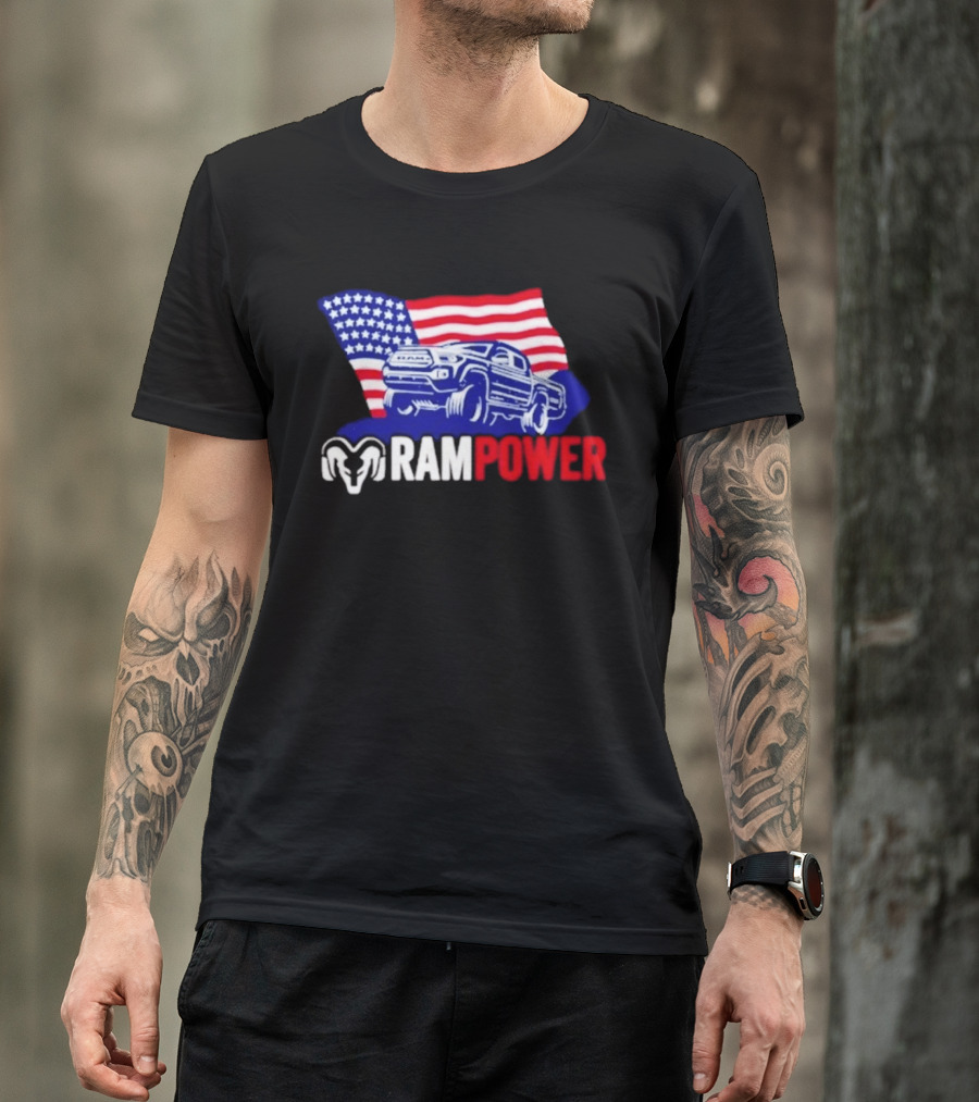 Ram Power Truck American Flag 2026 Patriotic T-Shirt