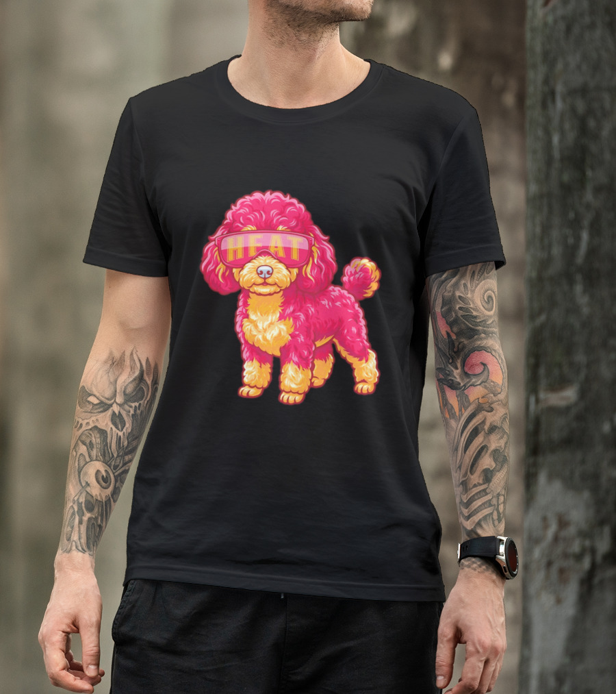 Miami Heat Teacup Poodle Cartoon HEAT Glasses T-Shirt