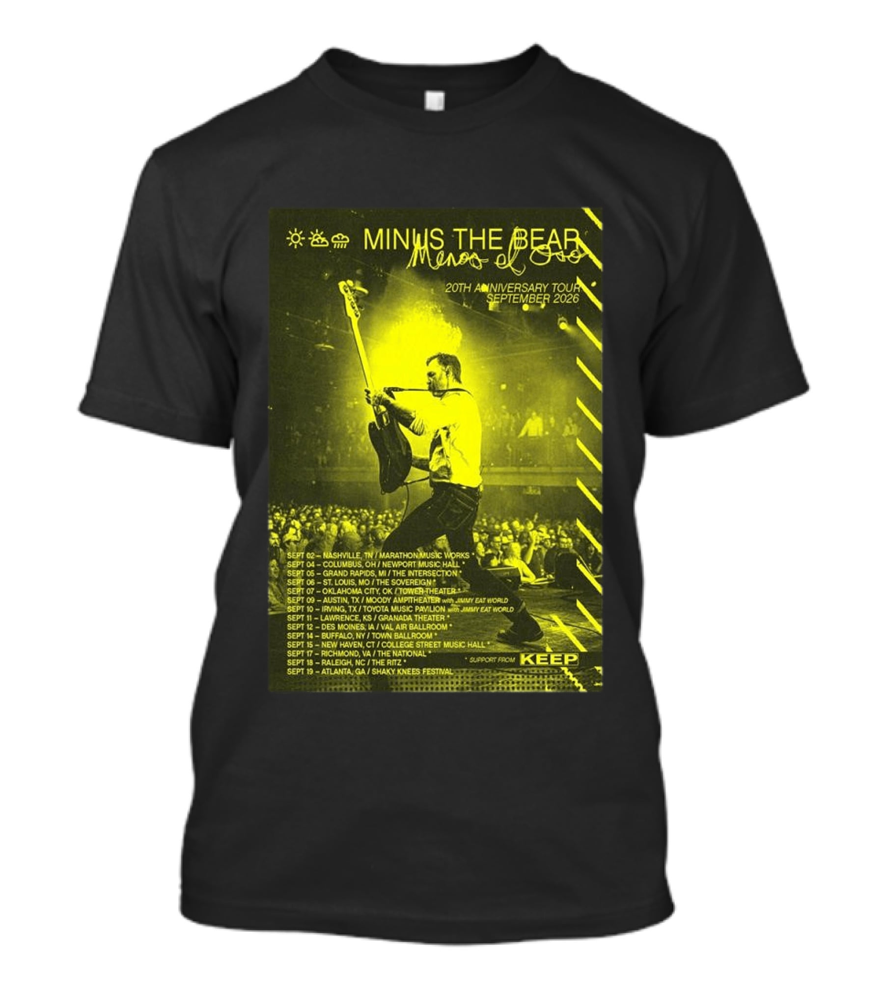 Minus The Bear Menos El Oso 20th Anniversary Tour September 2026 With Jimmy Eat World And Keep T-Shirt
