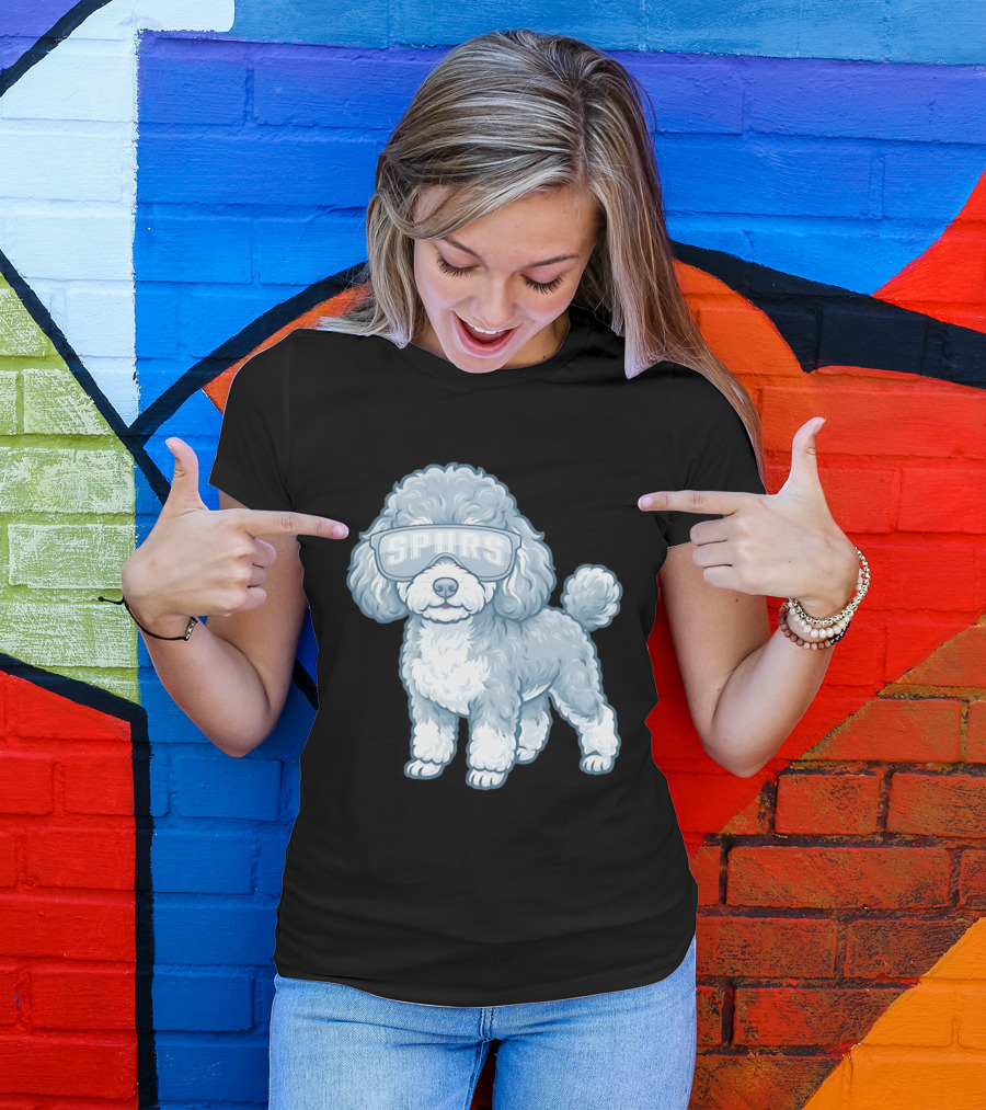 San Antonio Spurs Teacup Poodle With Goggles T-Shirt