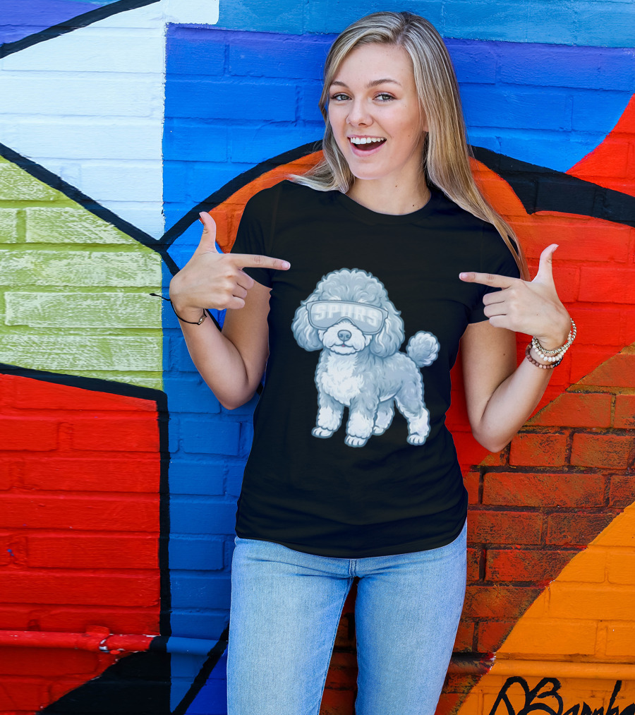 San Antonio Spurs Teacup Poodle With Goggles T-Shirt