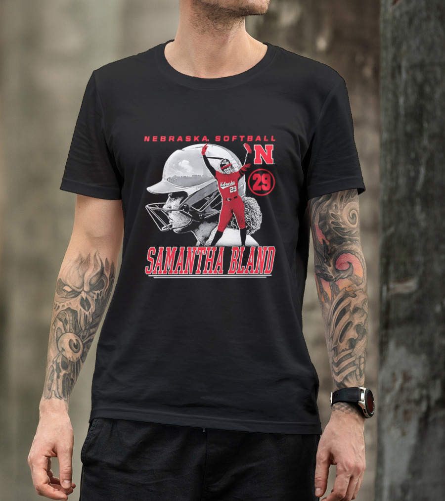 Nebraska Softball Samantha Bland Number 29 Player Iconic N T-Shirt