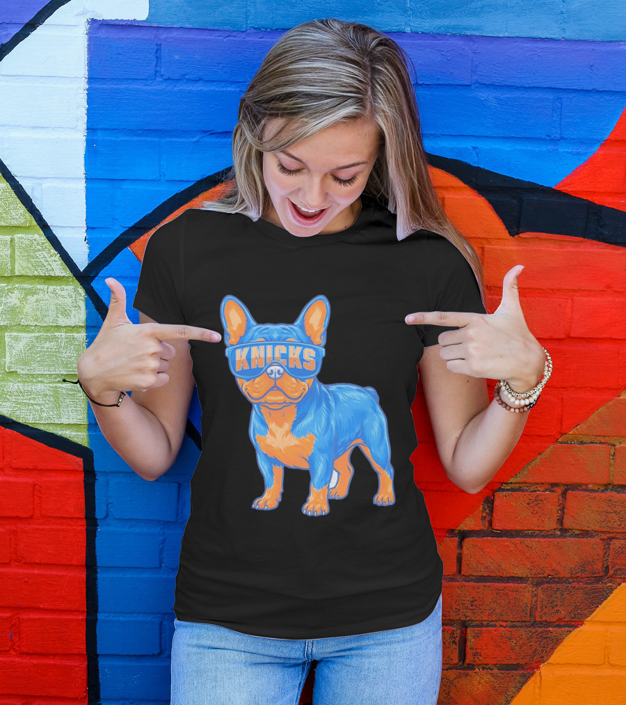 New York Knicks Bulldog Wearing Sunglasses T-Shirt