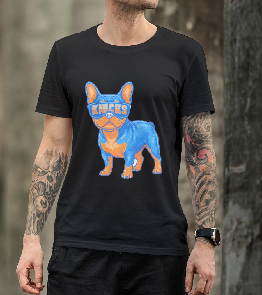 New York Knicks Bulldog Wearing Sunglasses T-Shirt