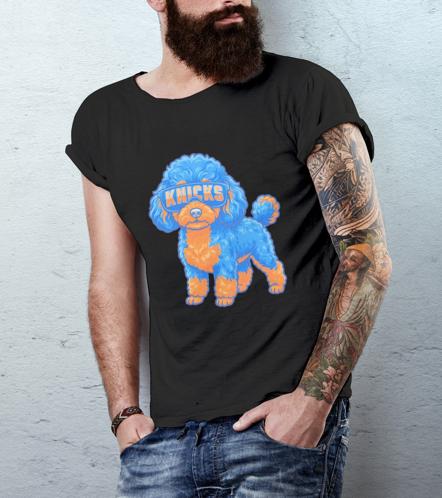 New York Knicks Teacup Poodle Cartoon Glasses T-Shirt
