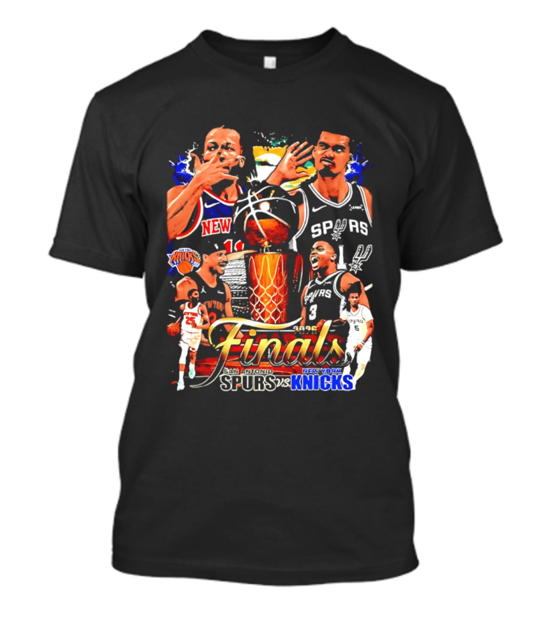NY Knicks Finals Jalen Brunson Spurs Victor Wembanyama Basketball Matchup T-Shirt