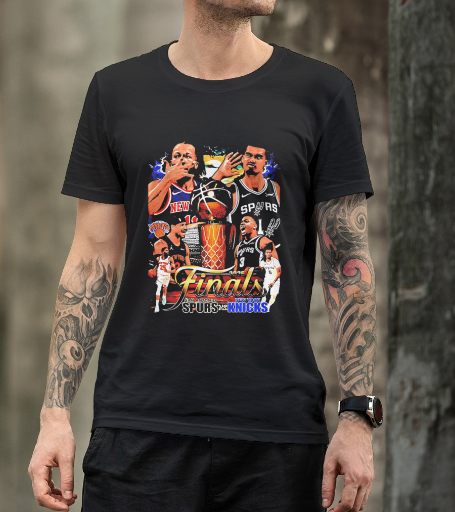 NY Knicks Finals Jalen Brunson Spurs Victor Wembanyama Basketball Matchup T-Shirt