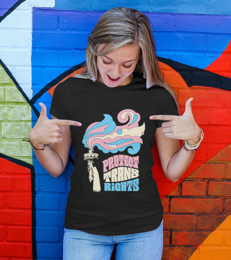 Protect Trans Rights Torch Symbol Bold Pride T-Shirt