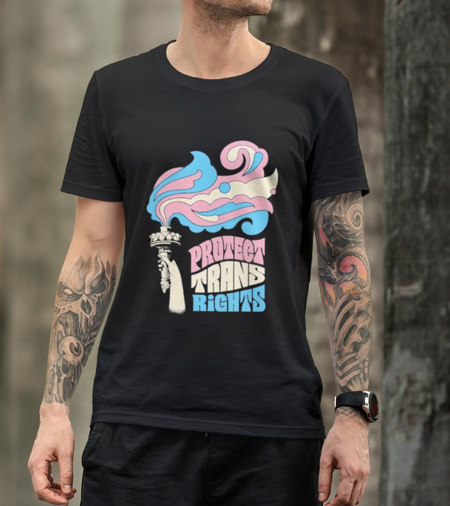 Protect Trans Rights Torch Symbol Bold Pride T-Shirt