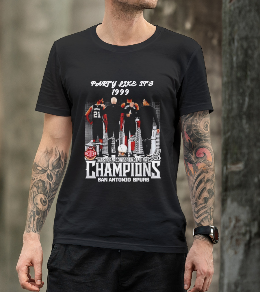 Party Like It's 1999 San Antonio Spurs Champions Tim Duncan Gregg Popovich Victor Wembanyama T-Shirt
