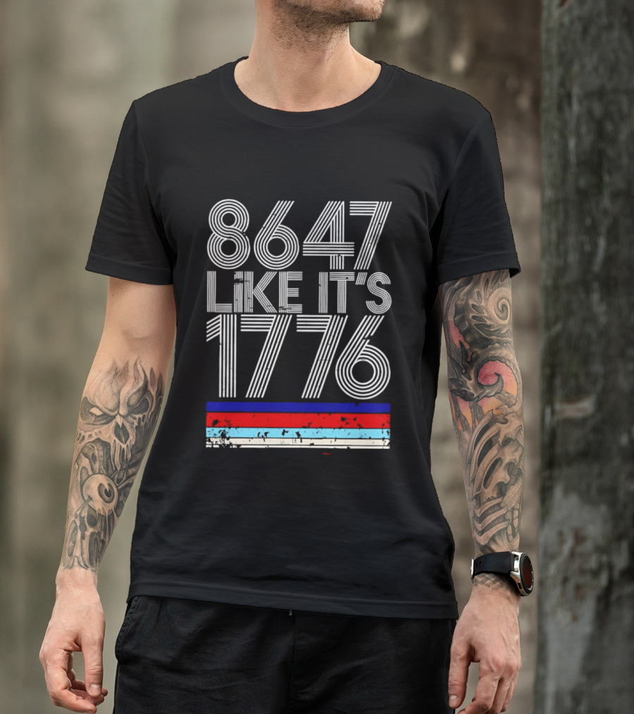 8647 Like It's 1776 Vintage Stripes Retro Numbers T-Shirt