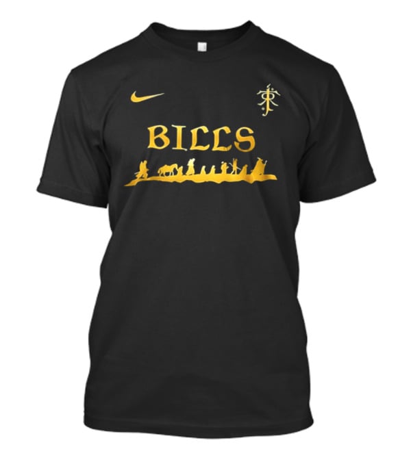 Buffalo Bills Nike Lord Of The Rings Collaboration Golden Middle Earth Adventure 2 Sided T-Shirt