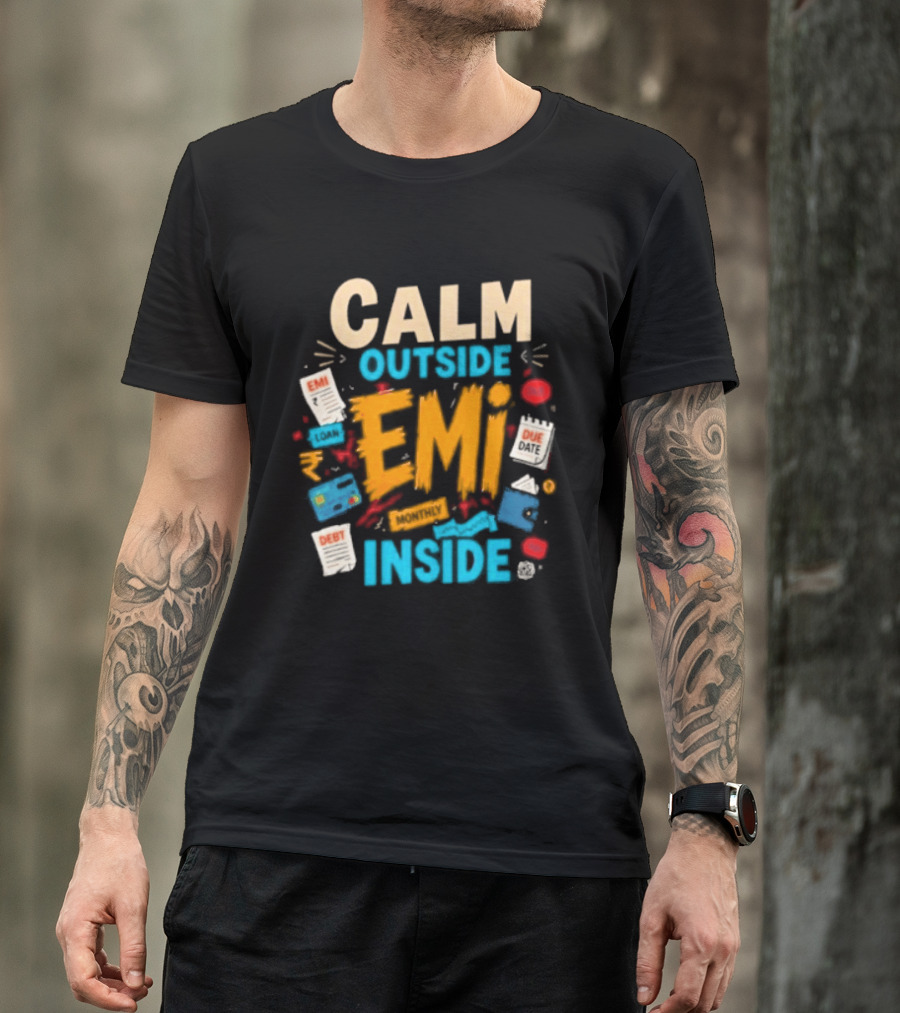 Calm Outside Anxiety Surrounding EMI Monthly Payments Inside T-Shirt