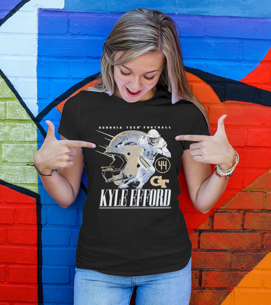 Georgia Tech Football Kyle Efford 44 GT Helmet T-Shirt