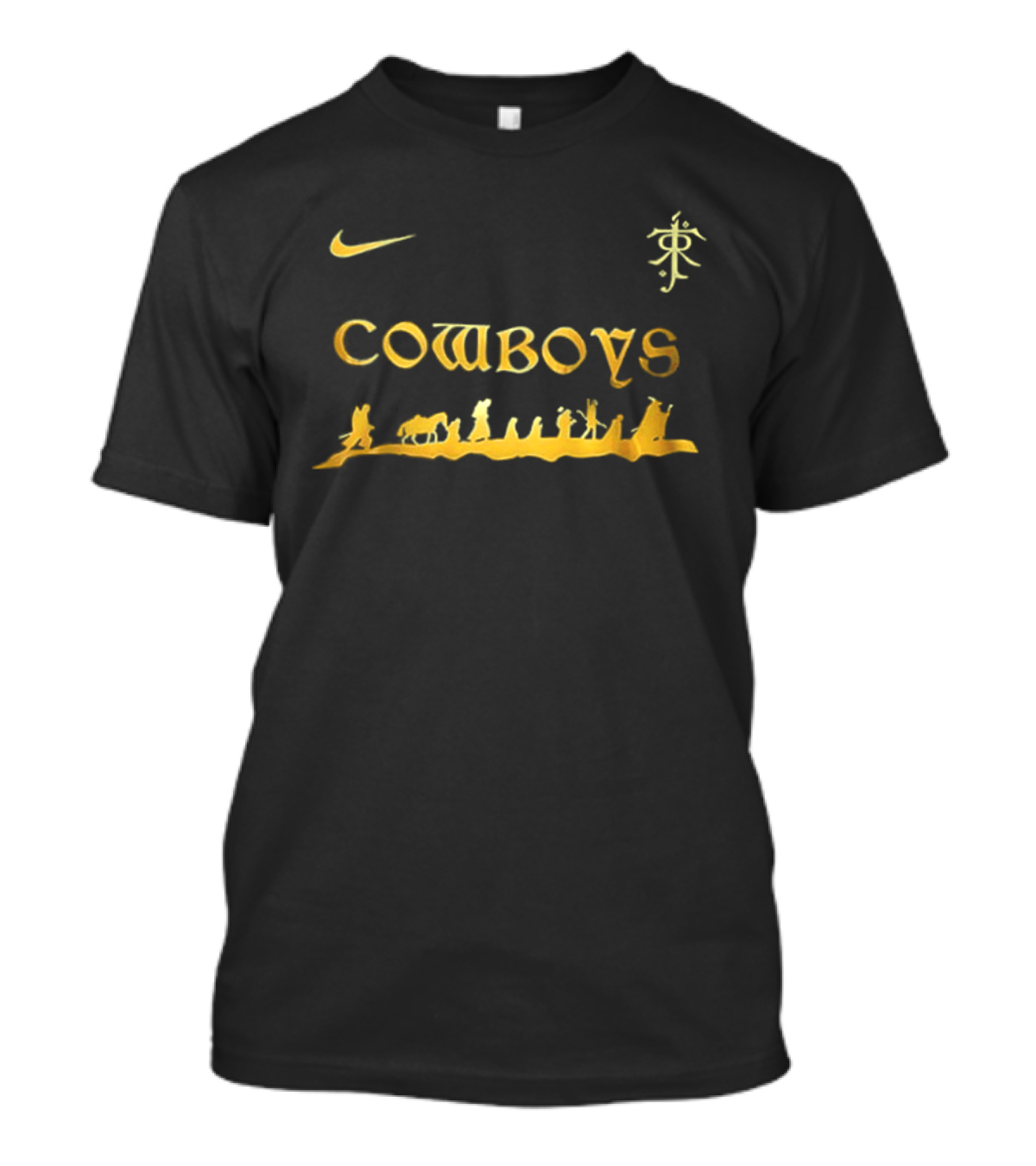 Nike Cowboys Lord Of The Rings Fellowship Gold 2 Sided T-Shirt