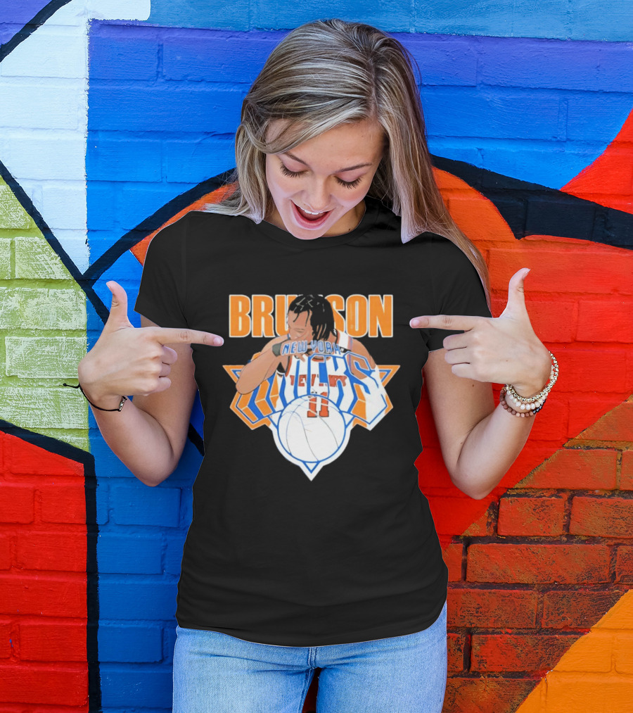 Jalen Brunson New York Knicks 11 Caricature Basketball T-Shirt
