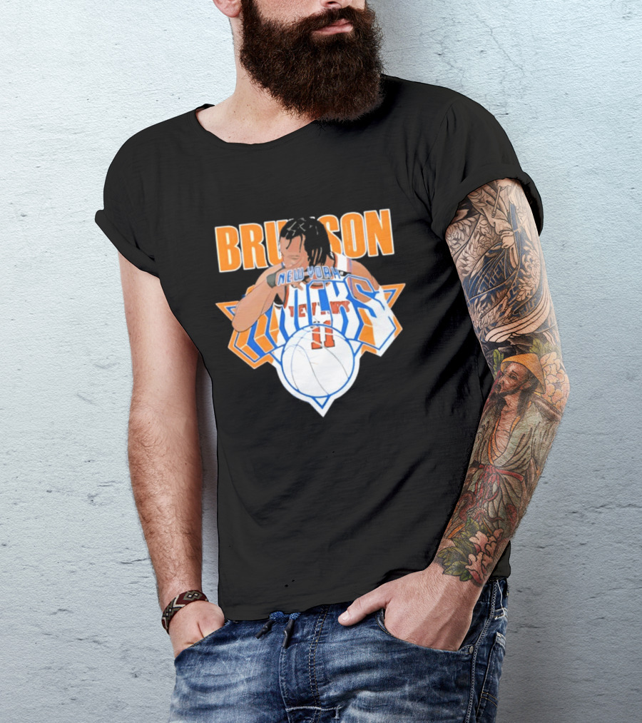 Jalen Brunson New York Knicks 11 Caricature Basketball T-Shirt