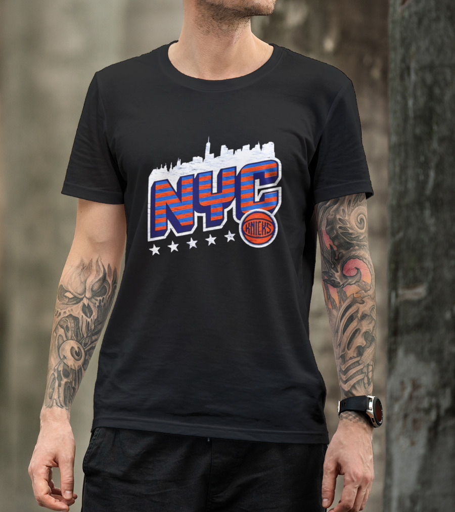 NYC Knicks Skyline Stars Basketball Fan Gear T-Shirt