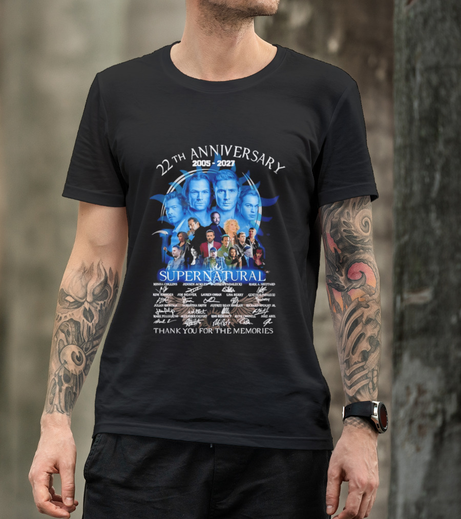 Supernatural 22th Anniversary 2005 2027 Thank You For The Memories Cast Montage Celebration T-Shirt