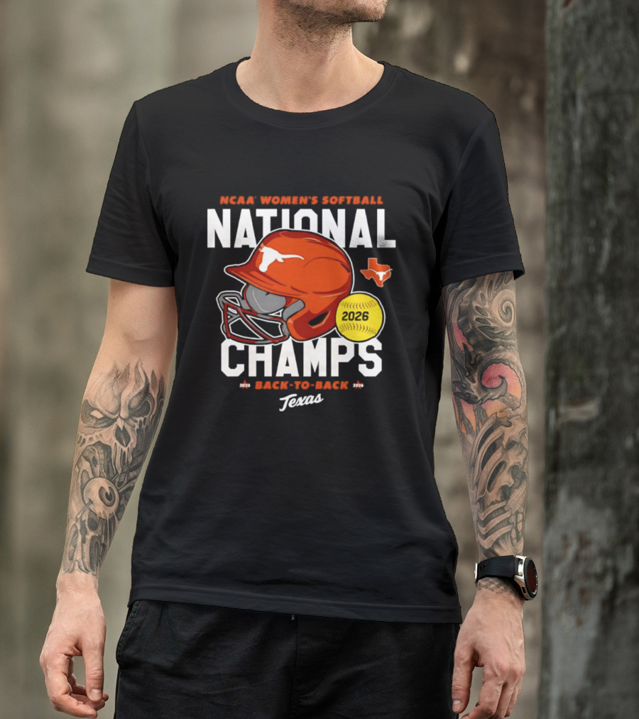 NCAA Women's Softball National Champs 2026 Back To Back Texas Longhorns T-Shirt