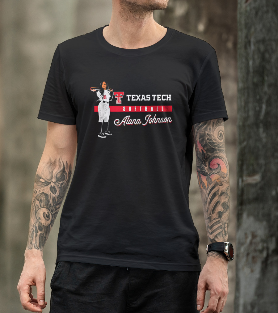 Texas Tech Softball Alana Johnson Team Spirit Logo Player 21 T-Shirt