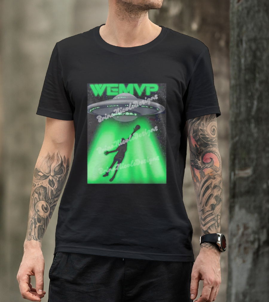 WEMVP Victor Wembanyama UFO Alien Abduction Basketball Player T-Shirt