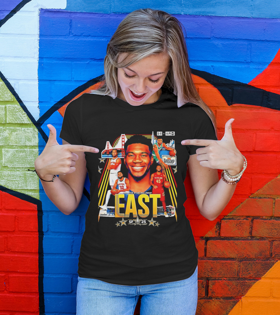 All Star Basketball Starting Lineup East 2026 Golden State Bay Bridge SF 45 Cleveland New York T-Shirt