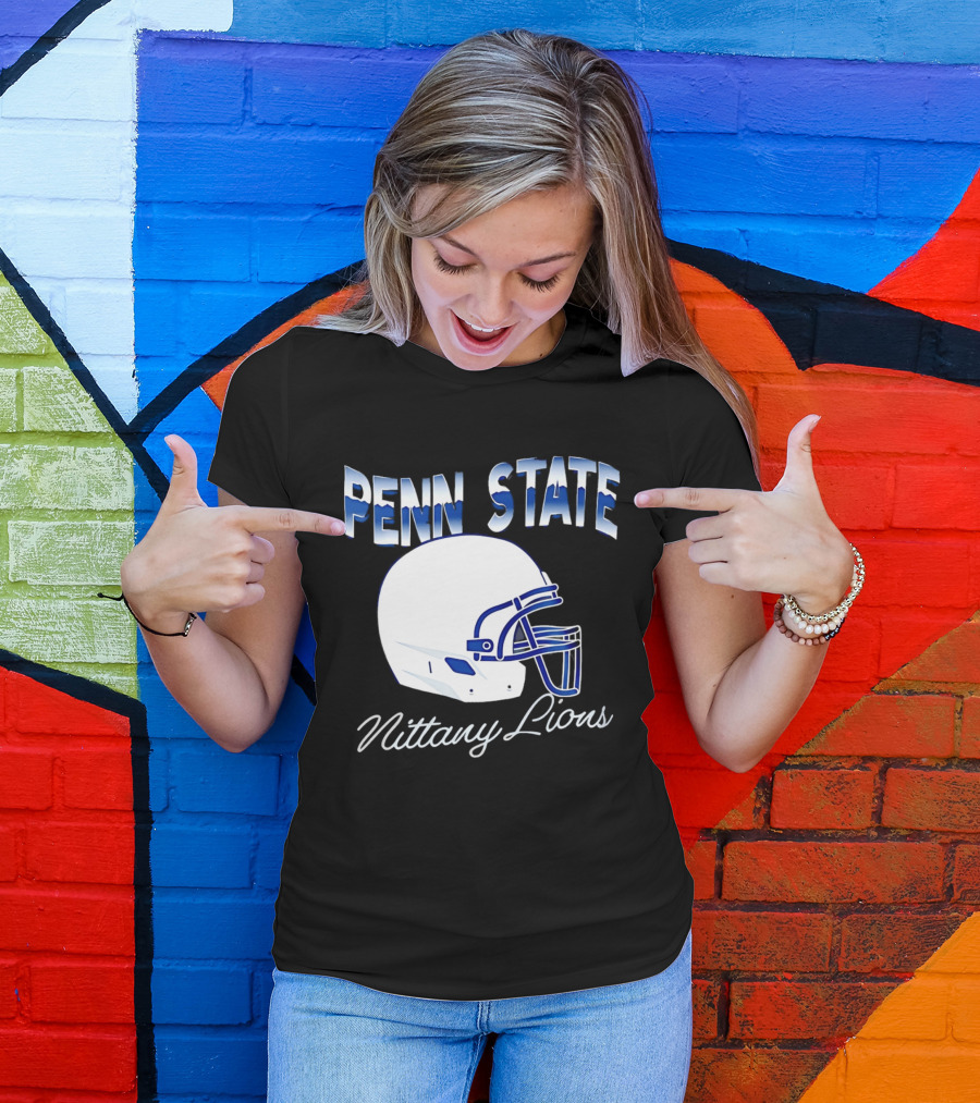 Penn State Nittany Lions Air Brush Helmet Dyme Lyfe Mens T-Shirt