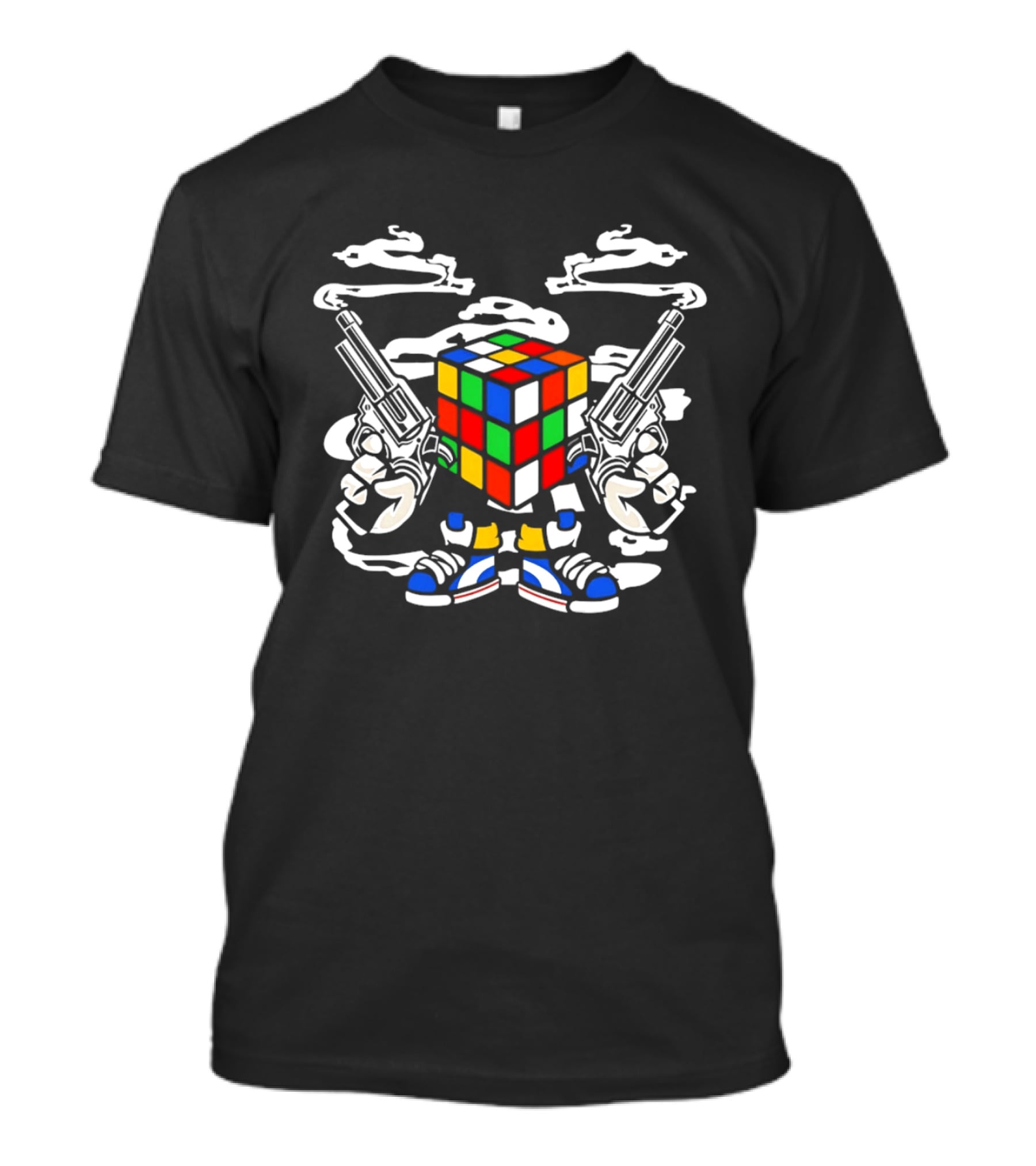 Gangster Rubik's Cube With Dual Pistols And Sneakers T-Shirt