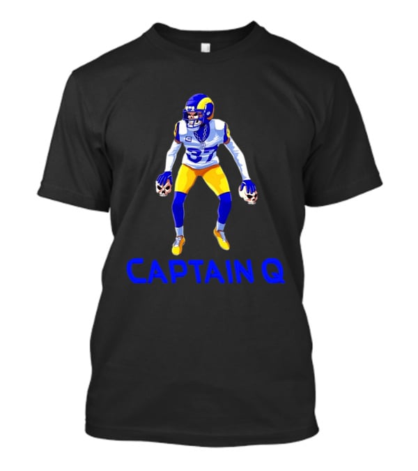 Captain Q Los Angeles Rams Number 37 Skull Hands T-Shirt