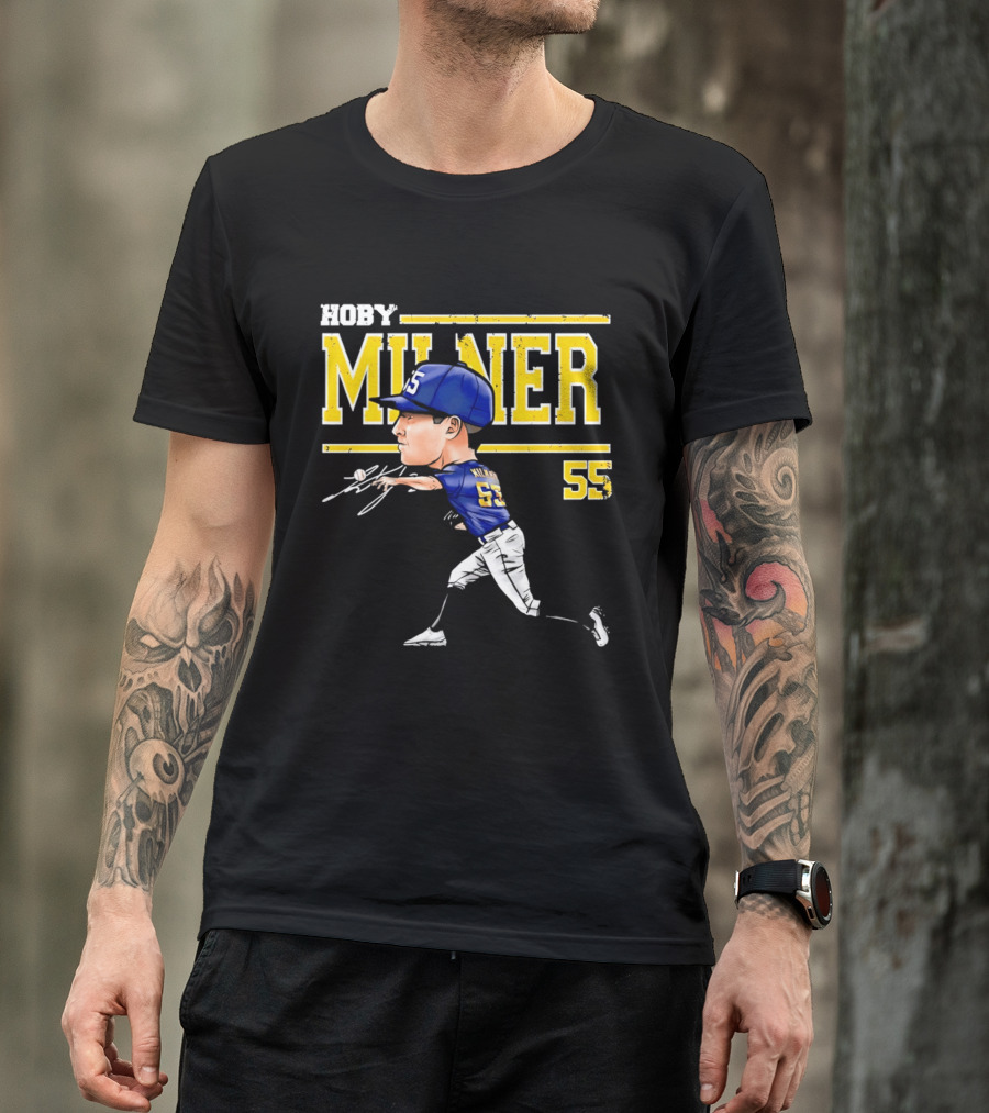 Hoby Milner Milwaukee 55 Cartoon Pitcher T-Shirt