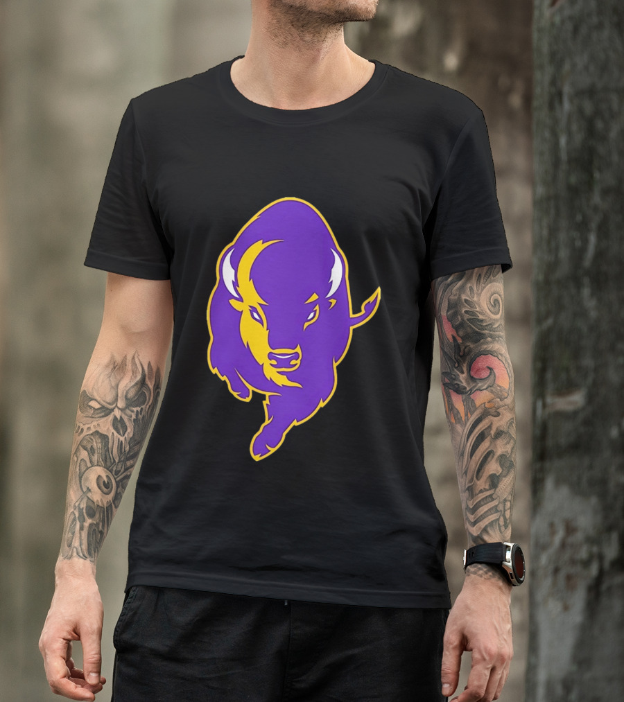 Lipscomb Bisons Purple And Yellow Charging Bison T-Shirt