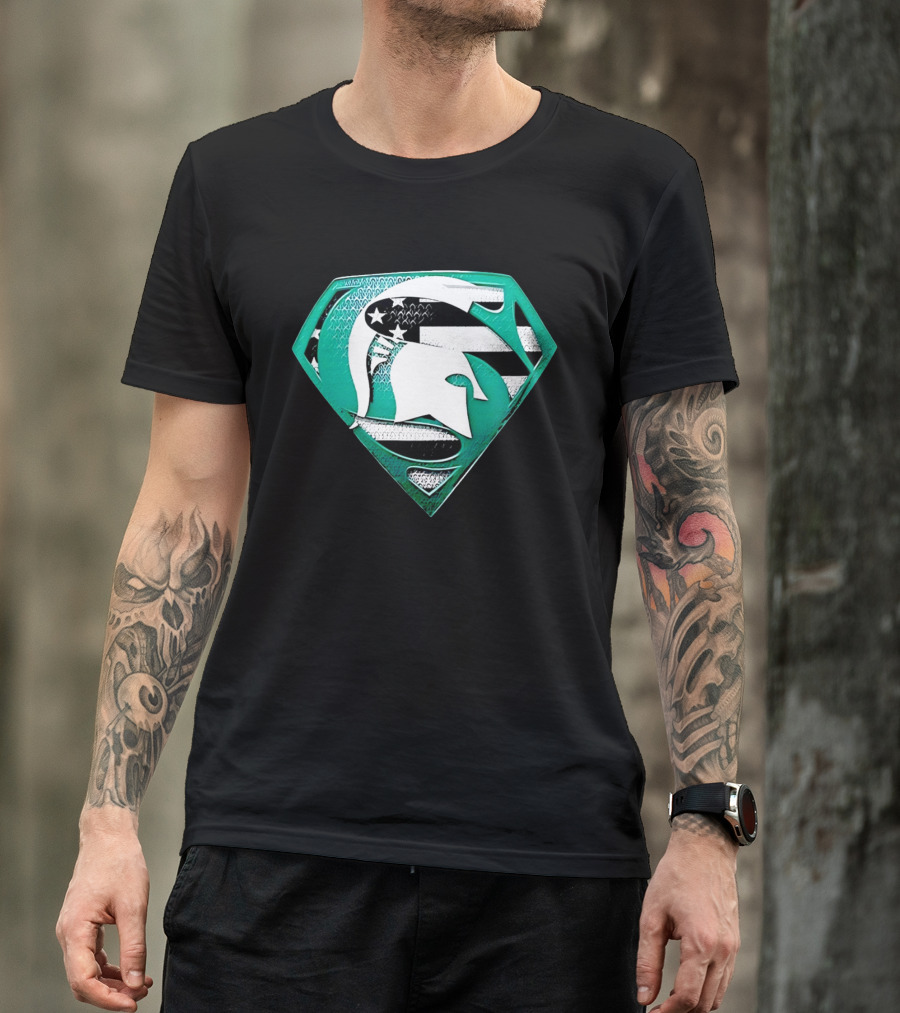 Michigan State Spartans Superman American Flag T-Shirt
