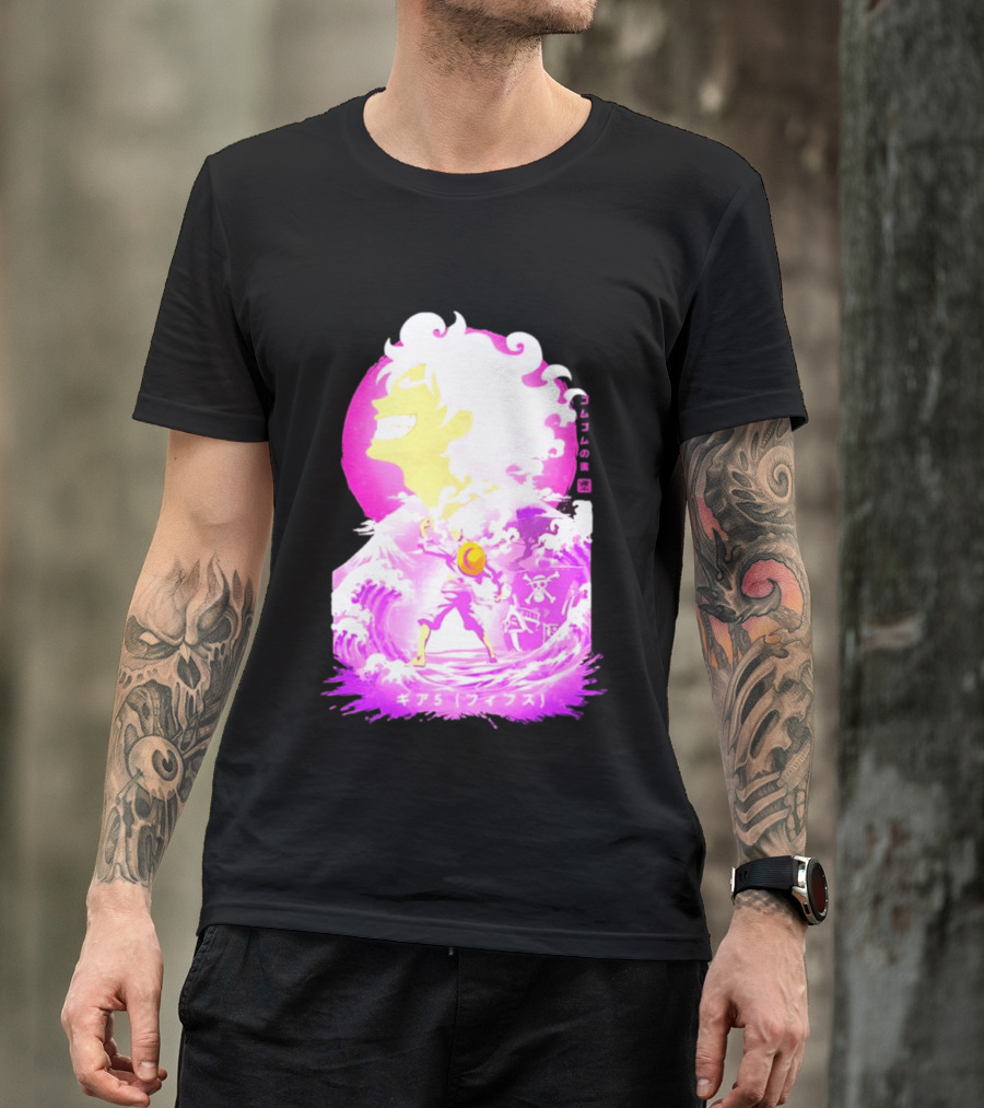 Monkey D. Luffy Gear 5 Gomu Gomu No Mi Waves One Piece Pink Aesthetic T-Shirt