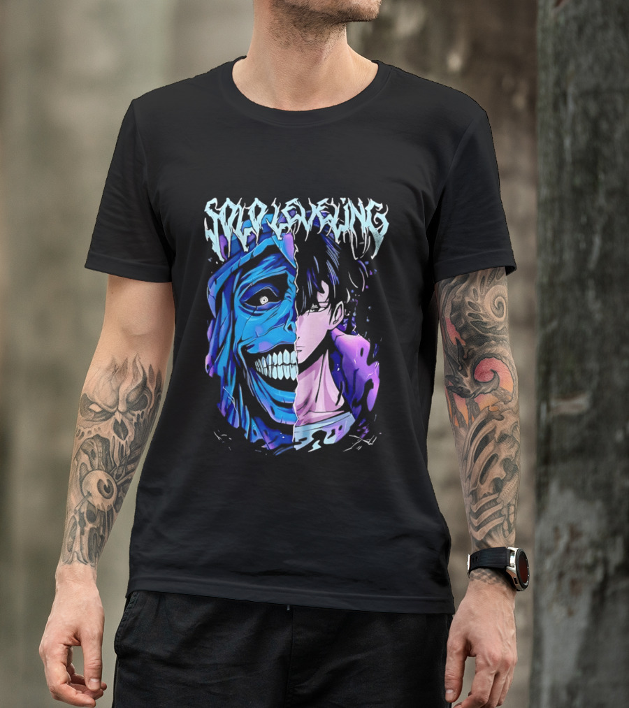 Solo Leveling Split Face Cotton Anime T-Shirt