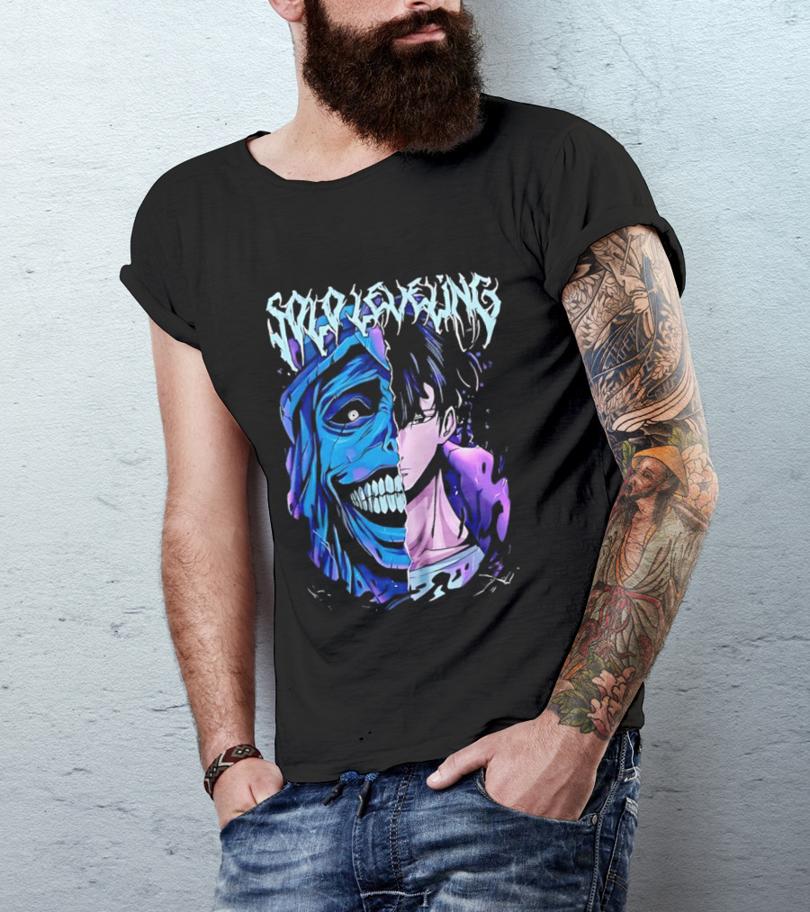 Solo Leveling Split Face Cotton Anime T-Shirt