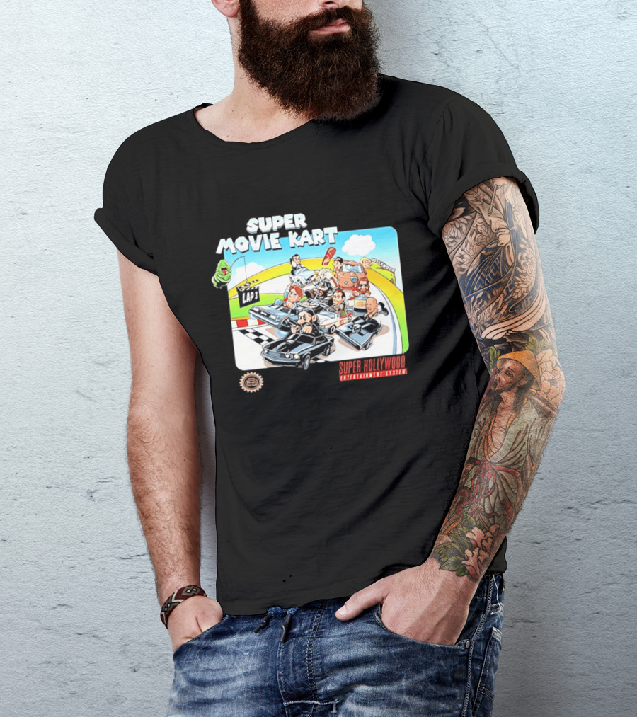 Super Movie Kart Super Hollywood Entertainment System John Wick Back To The Future Ghostbusters Mad Max Rocky T-Shirt