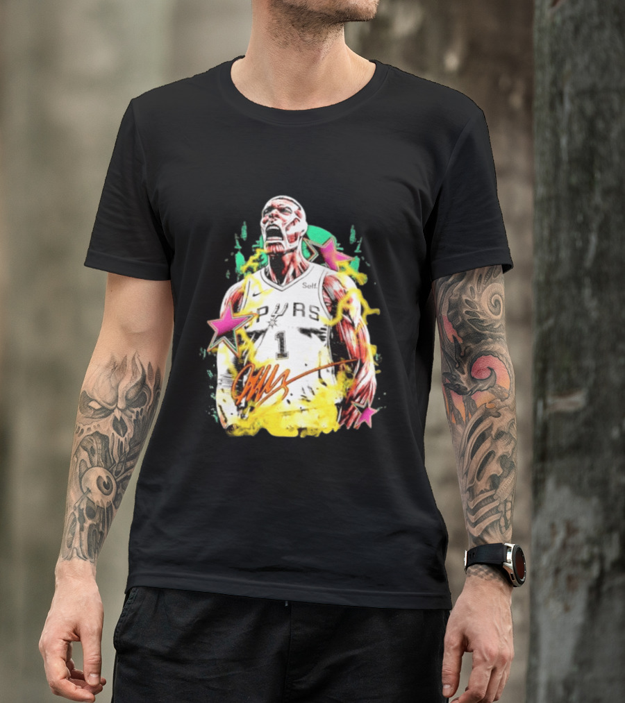 Victor Wembanyama San Antonio Spurs Attack On Titan Colossal Titan Spurs 1 Self Signature T-Shirt